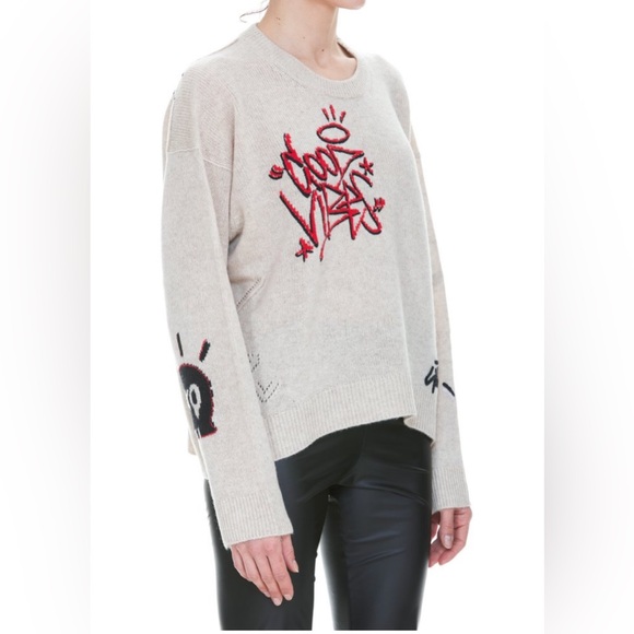 ZADIG & VOLITAIRE Sweater Marcus Jormi Cashmere Crewneck Good Vibes S NWT - Picture 16 of 16